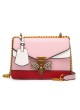 WOMEN CONTRAST COLORS FLAP BAG 